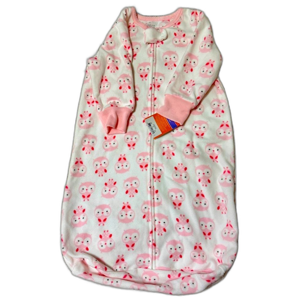 Just One You Carters Sleep Sack size 0-9 Mos Pink Owl Print Zip Front Fleece
